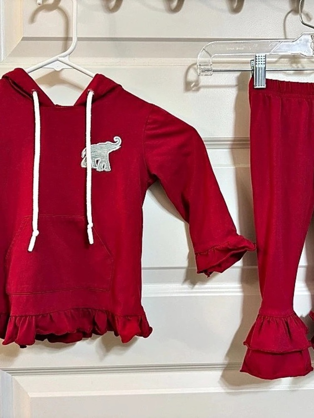 Busy Bees Smocks Alabama Crimson Tide Ruffle Top and Pants Set Red 24M Like New